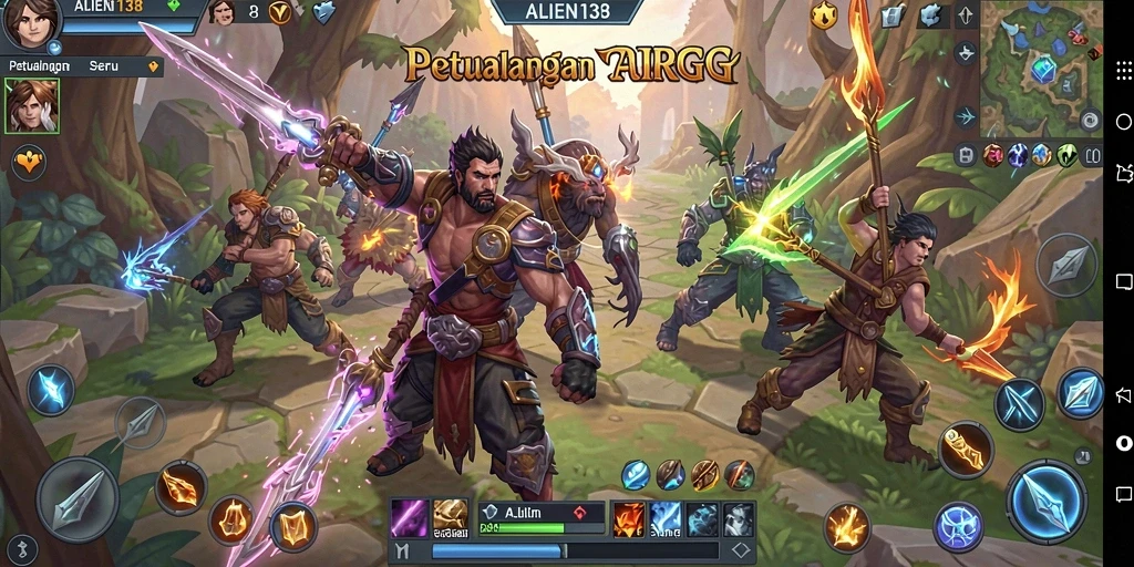 Tampilan gameplay seru dengan pertarungan yang dinamis dan penuh aksi.