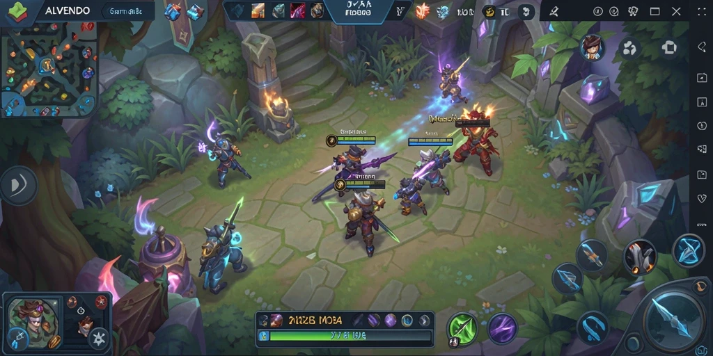 Tampilan gameplay seru dalam ALVENDO dengan karakter yang beragam.
