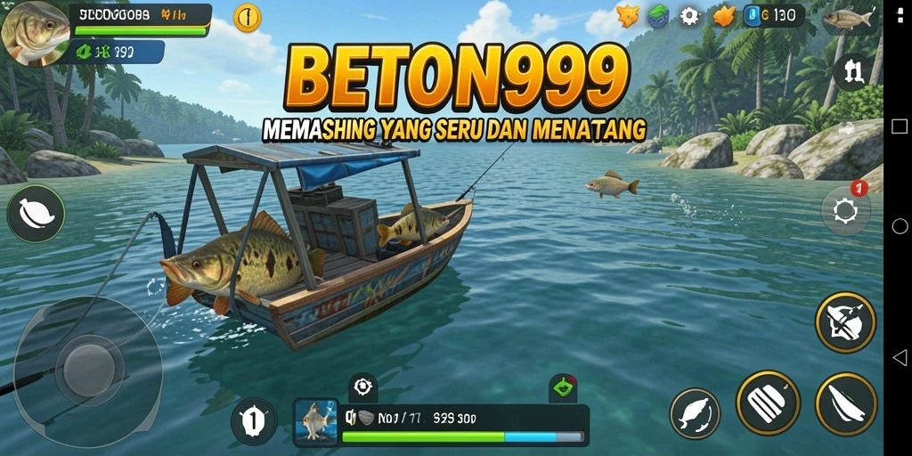 Tampilan gameplay BETON999 yang menawan saat memancing di lautan.