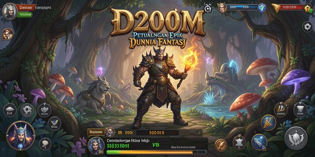 Tampilan layar permainan D200M yang penuh aksi dan petualangan.