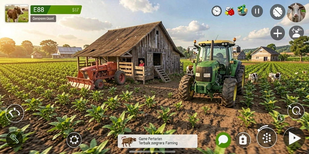 Screenshot gameplay E88 dengan grafik pertanian yang menarik.