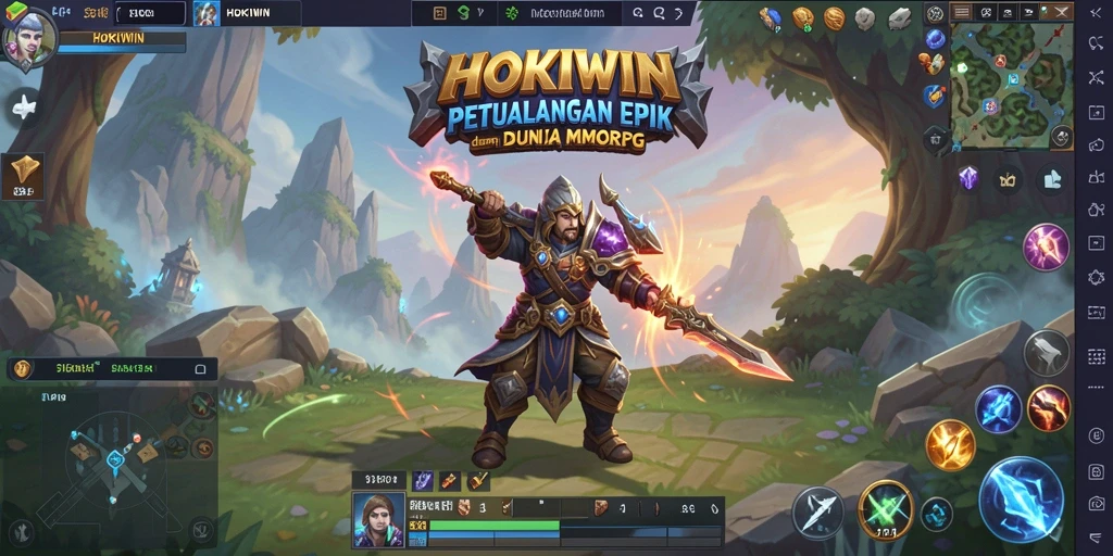 Screenshot HOKIWIN menampilkan aksi seru dalam pertempuran MMORPG.