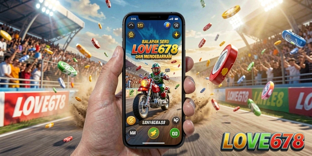 Gameplay Racing LOVE678 yang mendebarkan dengan mobil yang melaju kencang.