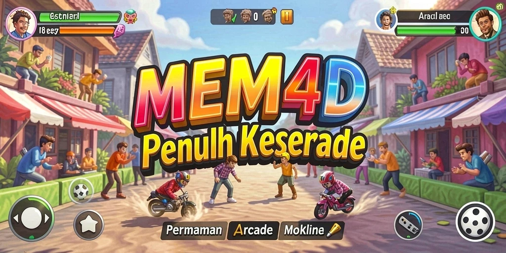 Screenshot utama MEME4D menampilkan aksi seru permainan Arcade.