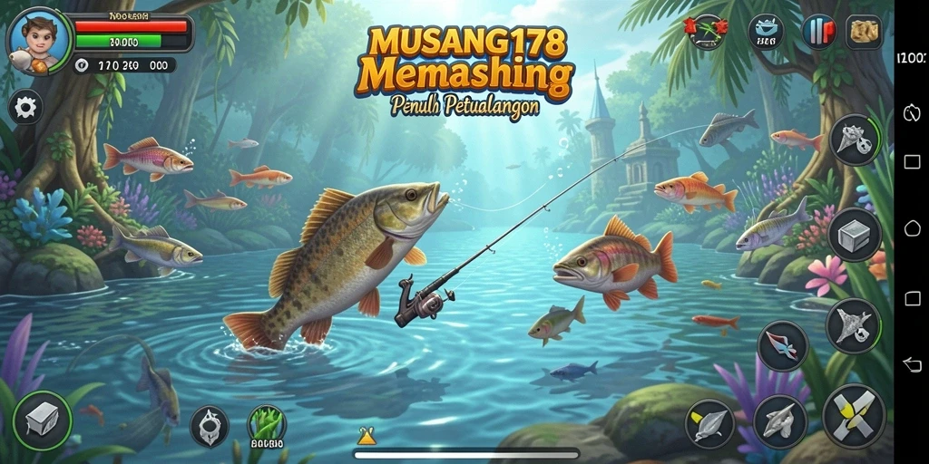 Tampilan gameplay <strong>MUSANG178</strong> saat memancing di lokasi eksotis.