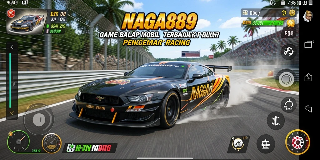 Gameplay balap yang mendebarkan di NAGA889 dengan berbagai mobil dan trek.