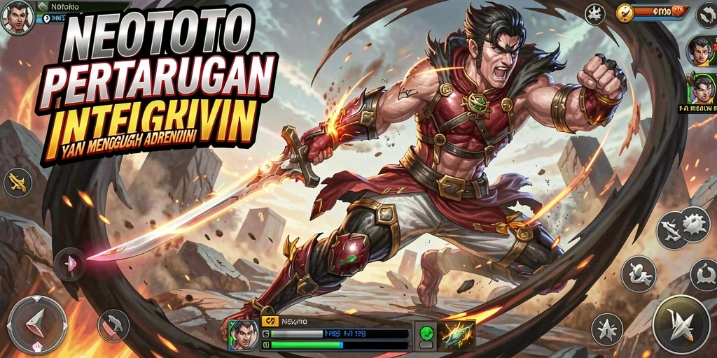 Tangkapan layar utama NEOTOTO menampilkan aksi pertarungan yang intens.