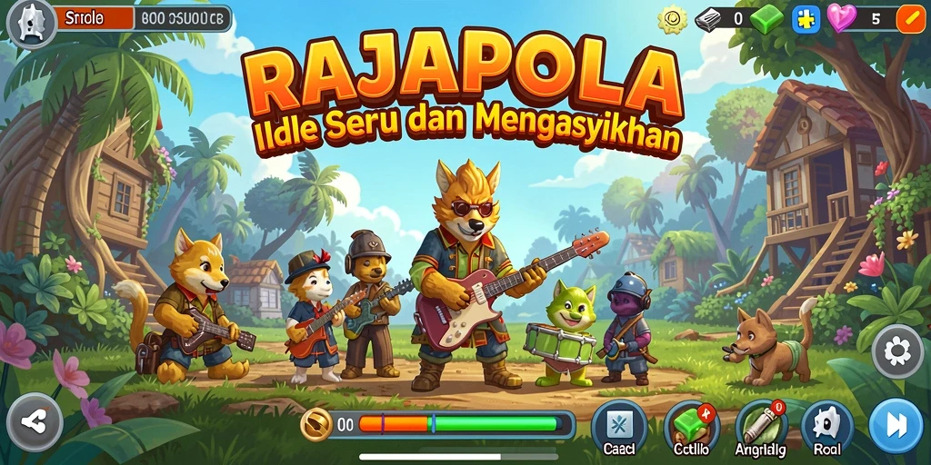Tampilan gameplay seru dari RAJAPOLA yang menampilkan aksi Idle yang menarik.