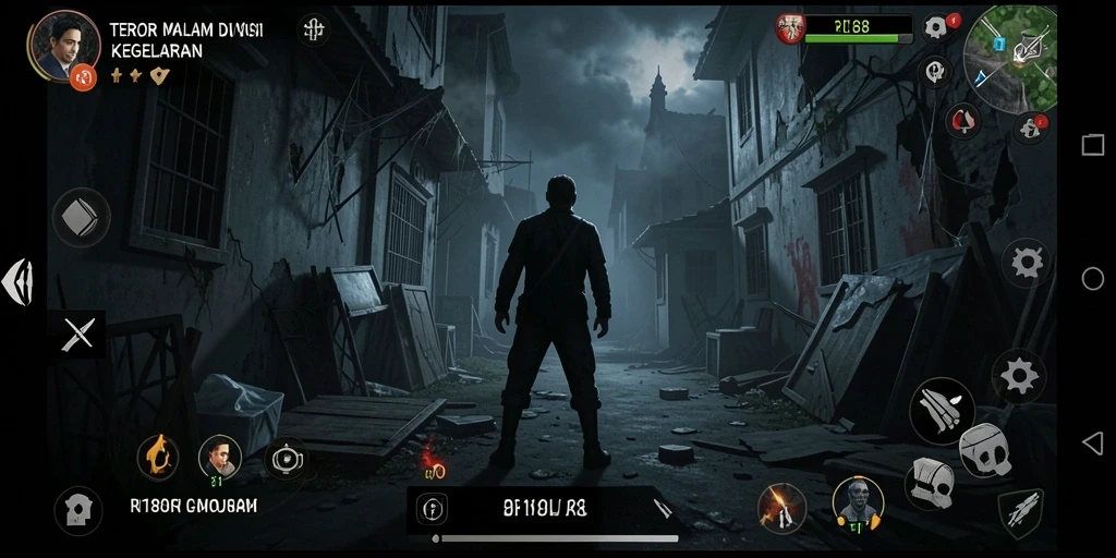 Tampilan gameplay <strong>RI188</strong> yang menyeramkan dengan suasana gelap.