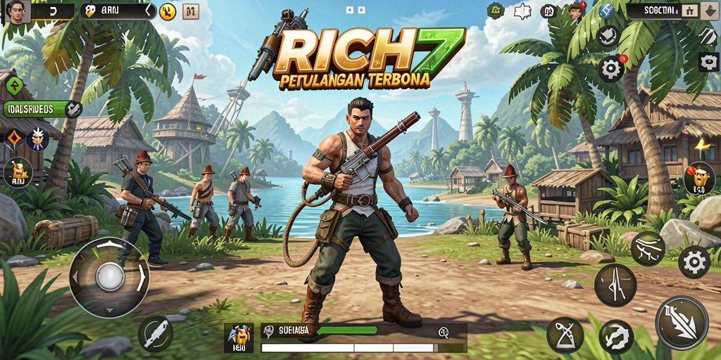 Tampilan gameplay RICH7 yang memukau di dunia terbuka.