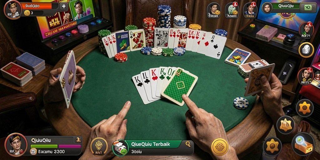 Tampilan gameplay menegangkan dari RK77 di QiuQiu.