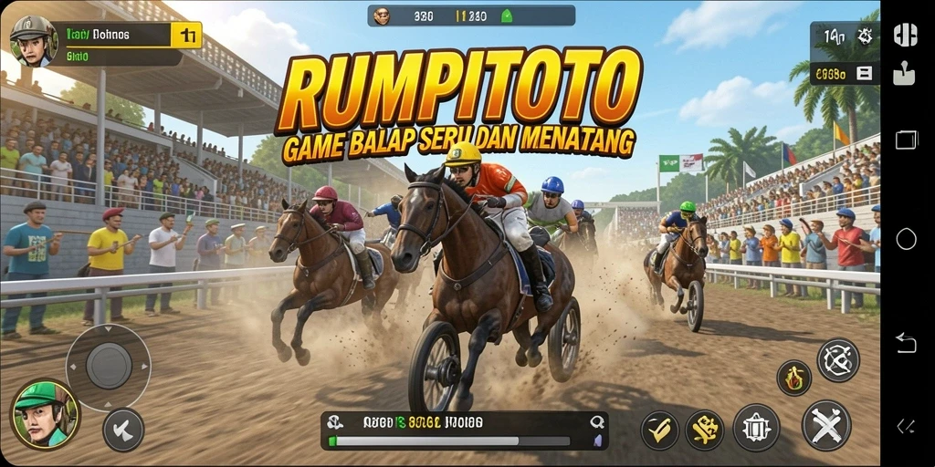 Gameplay seru RUMPITOTO dengan balapan penuh tantangan.