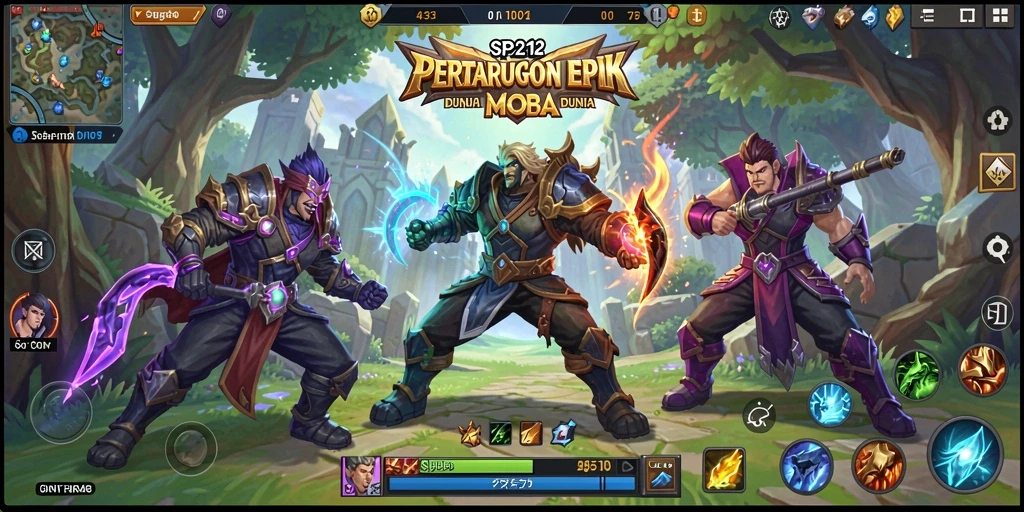 Tampilan seru gameplay MOBA SP212 yang menegangkan.