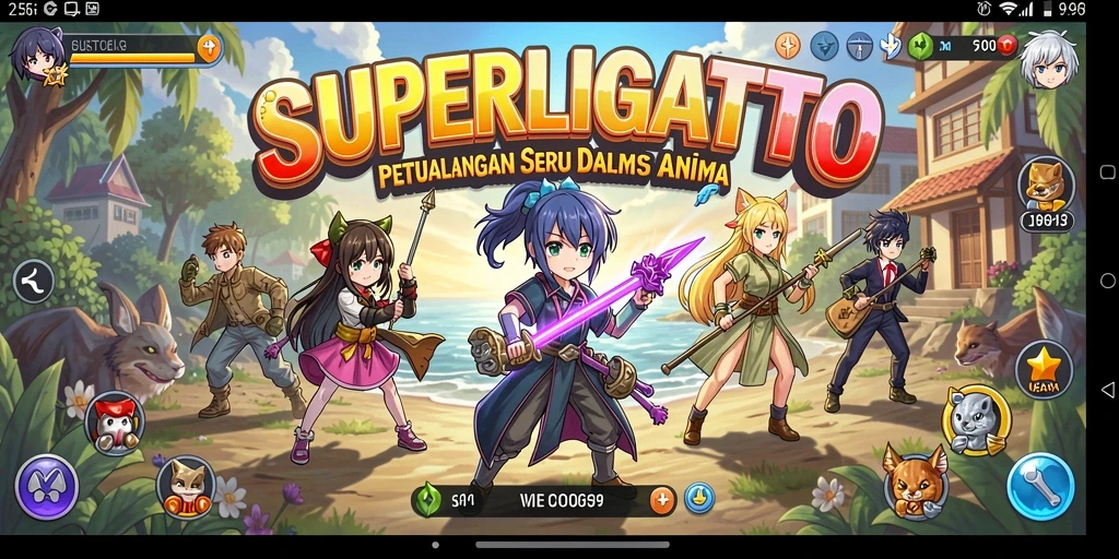 Tampilan gameplay SUPERLIGATOTO yang seru dan penuh aksi.